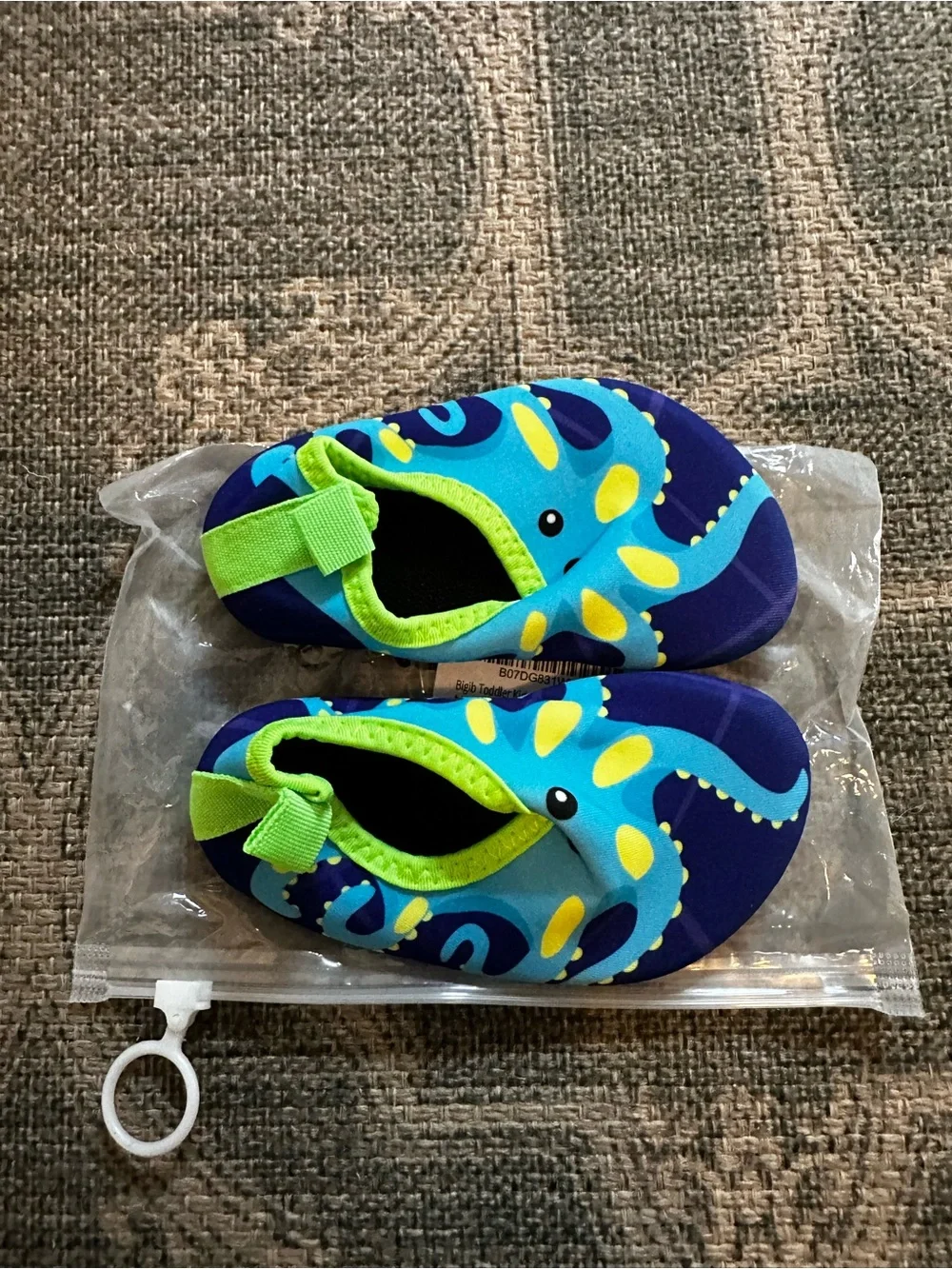 Kids Blue Octopus Water Shoes with Neon Green Trim